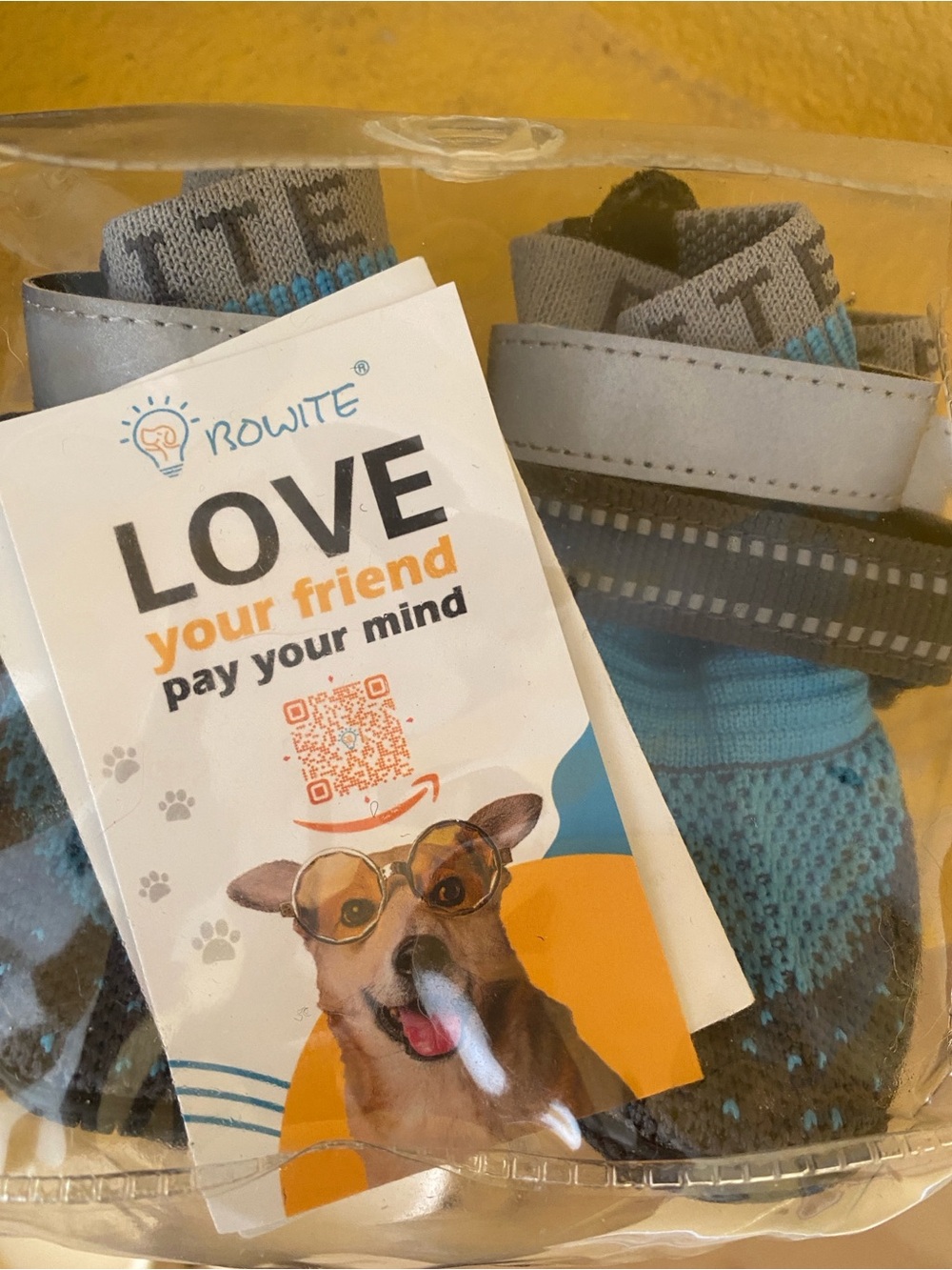 Blue Reflective Dog Boots with Hook-and-Loop Straps